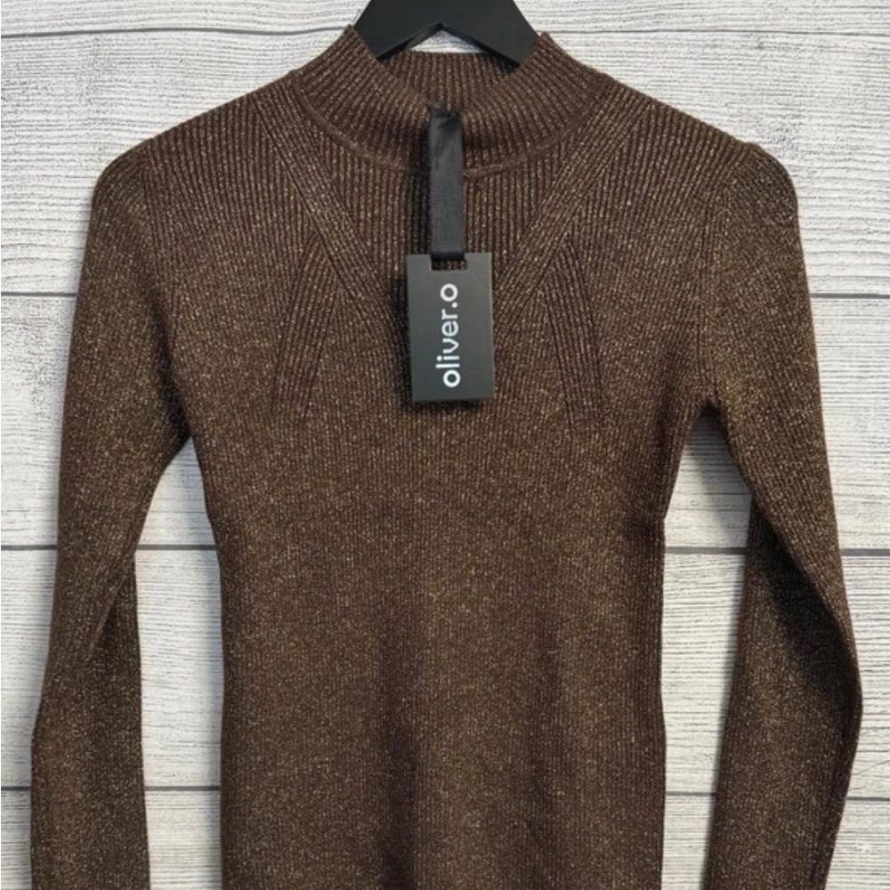 Olivero Brown Gold Knit Sweater